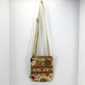 Lily Bloom Crossbody Shoulder Bag Owl Pattern Zip Pockets Adjustable Nylon Strap